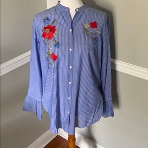 Loft floral embroidered top NWT